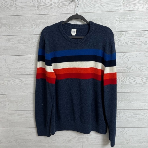GAP Men’s Blue Stripe Crew Neck Sweater. Size XL - Picture 1 of 5